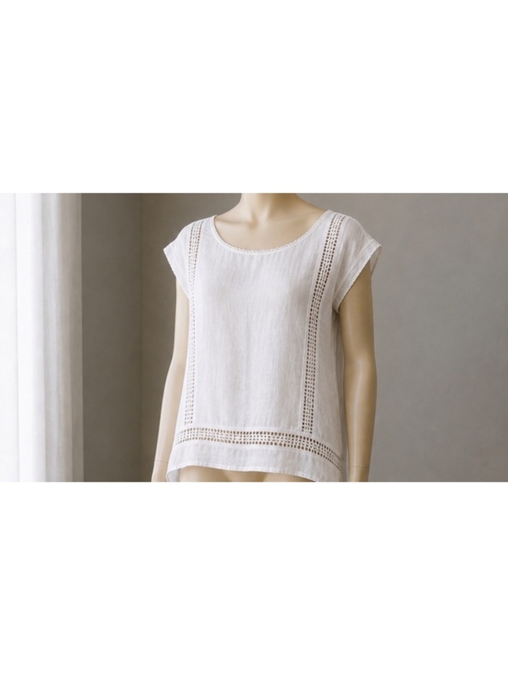 Alessia Pacini Italy 100% Linen White Lace Blouse Top Women’s L Made in Italy